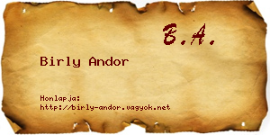Birly Andor névjegykártya